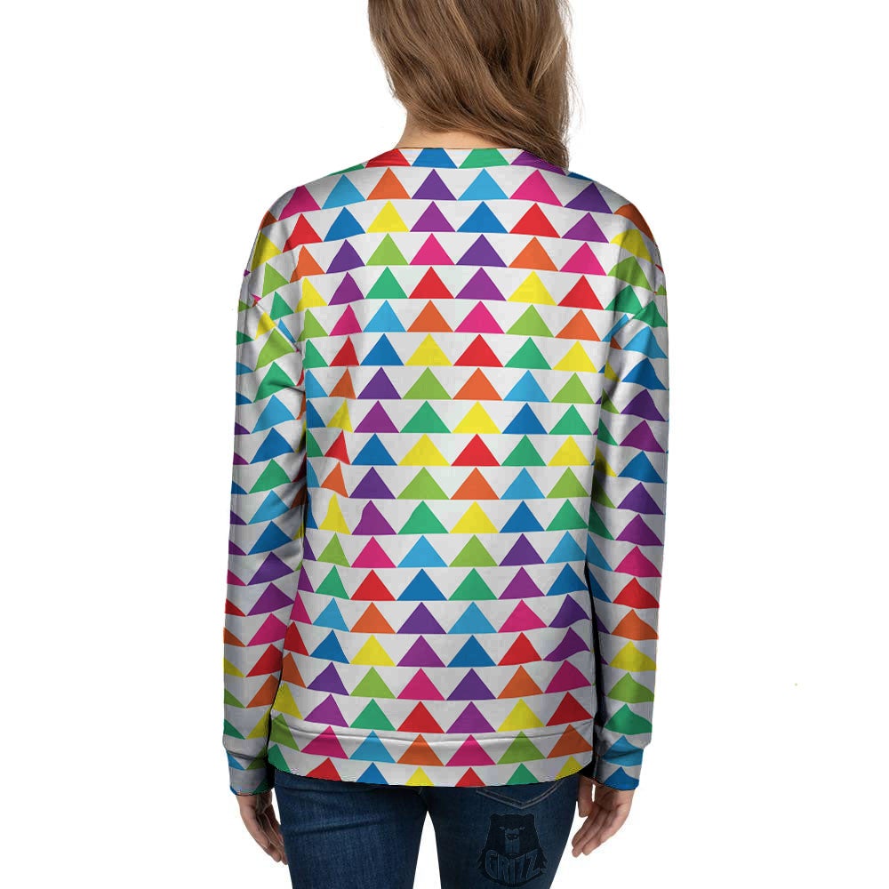 Triangles Rainbow Print Pattern Women's Sweatshirt-grizzshop