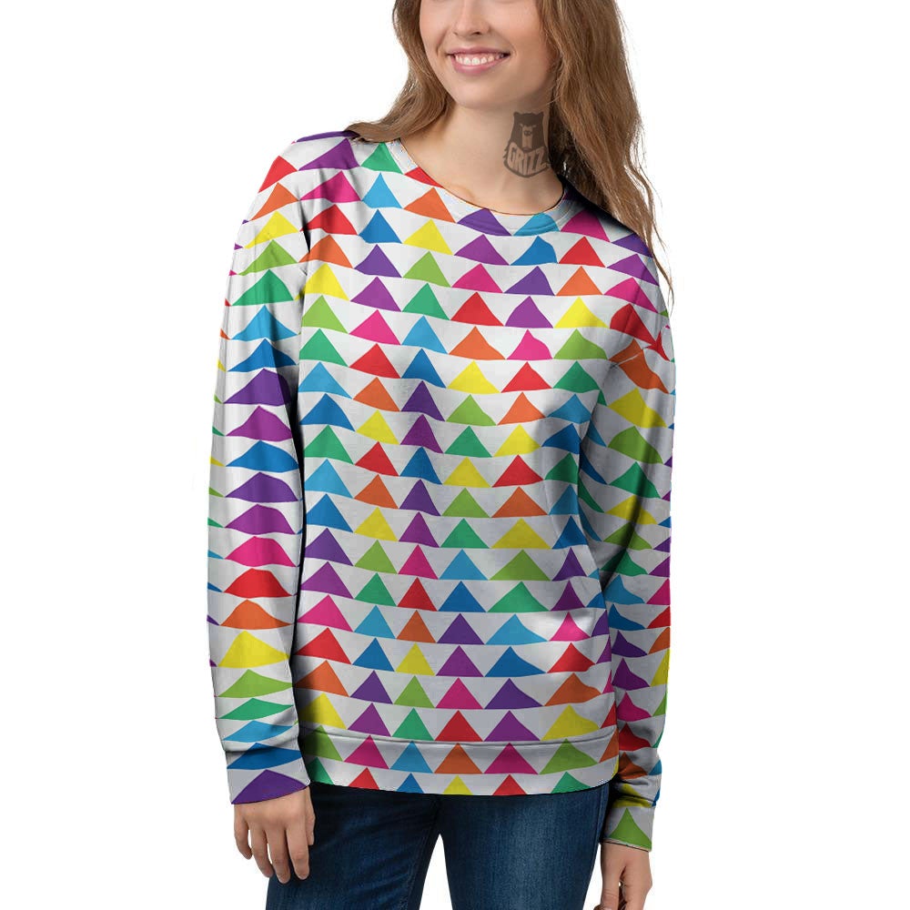Triangles Rainbow Print Pattern Women's Sweatshirt-grizzshop