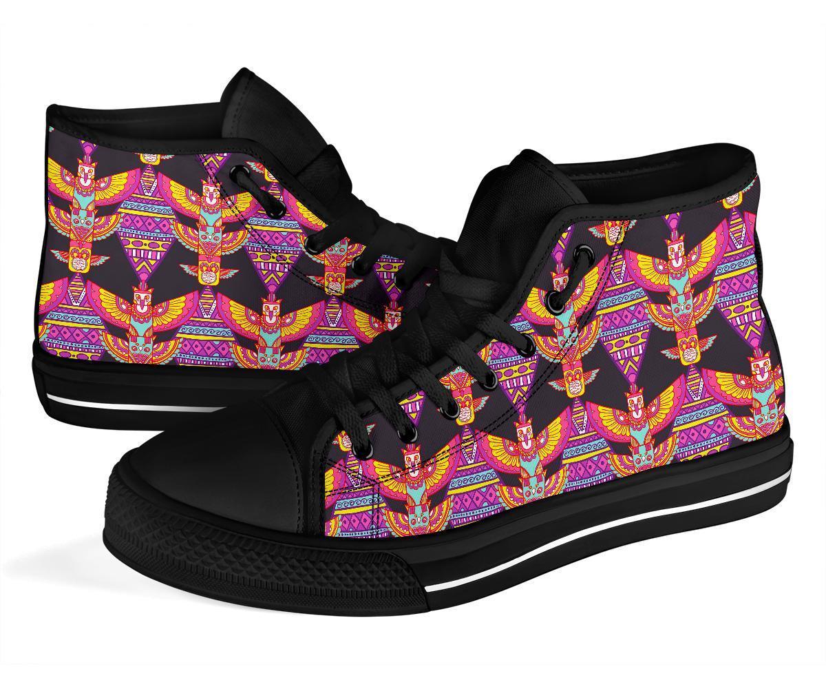 Tribal Aztec Native American Navajo Indians Print Men Women's High Top Shoes-grizzshop