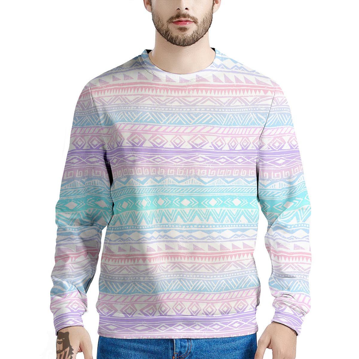 Tribal Aztec Pastel Print Pattern Men's Sweatshirt-grizzshop