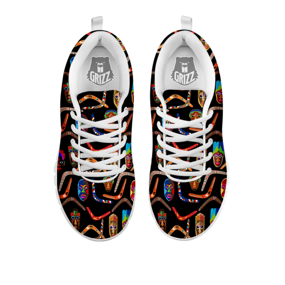 Tribal Boomerangs Print Pattern White Sneaker-grizzshop