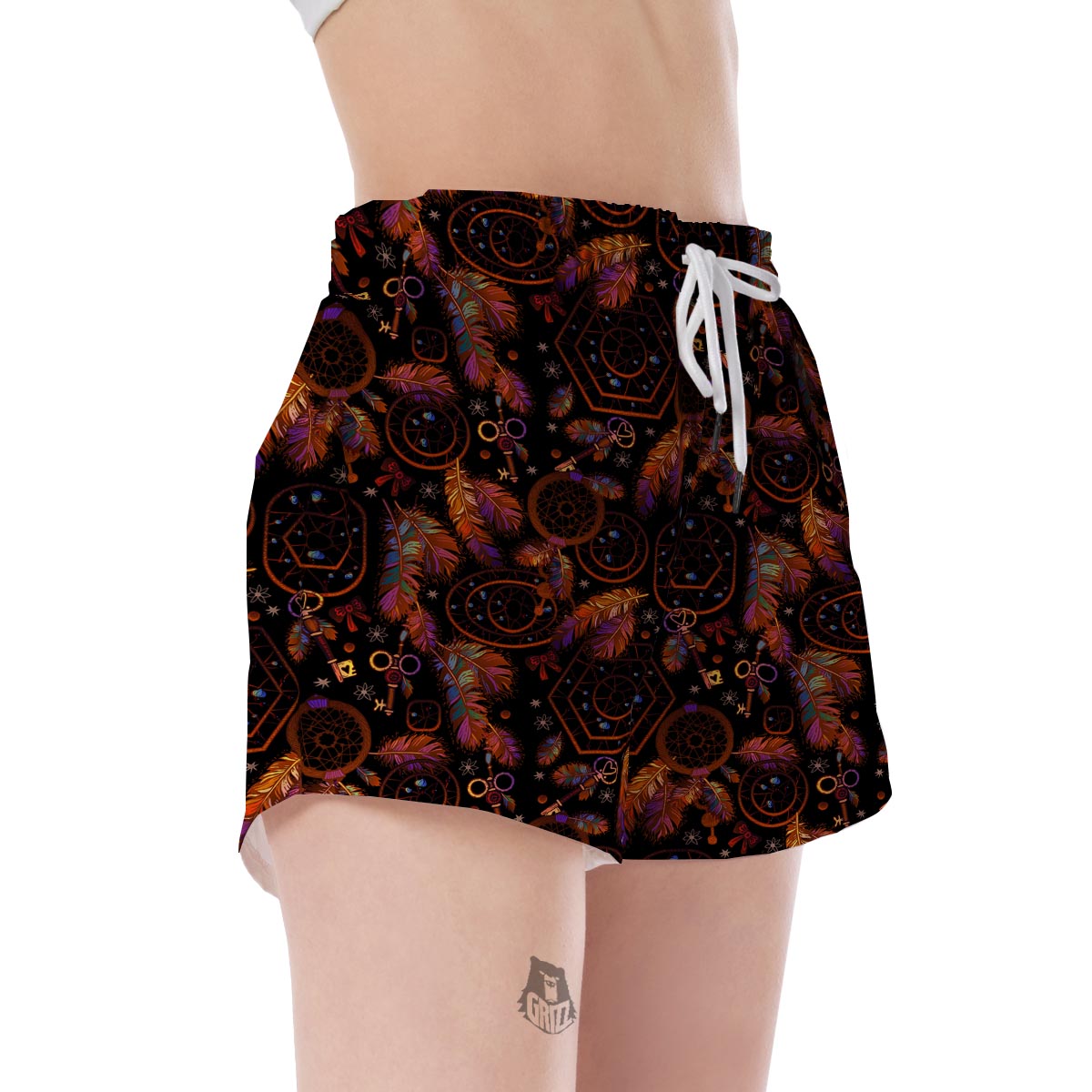 Tribal Dream Catcher Feather Women's Shorts-grizzshop
