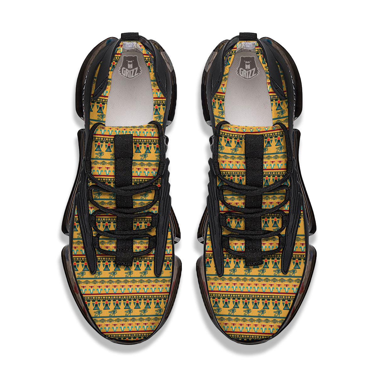 Tribal Egyptian Print Pattern Black Gym Shoes-grizzshop