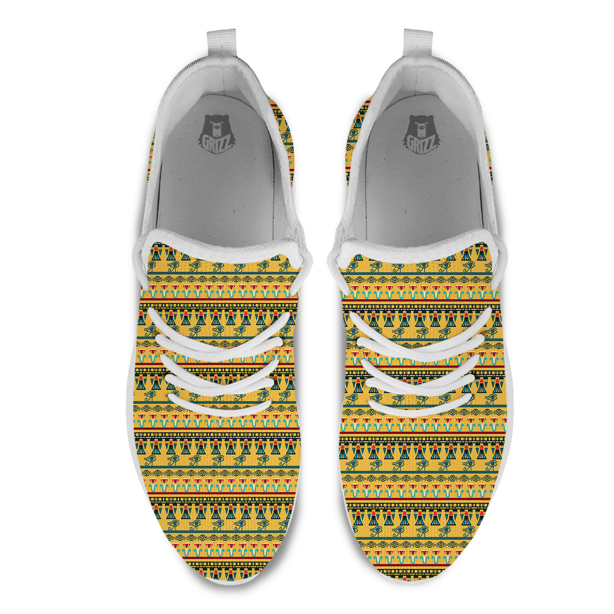 Tribal Egyptian Print Pattern White Athletic Shoes-grizzshop