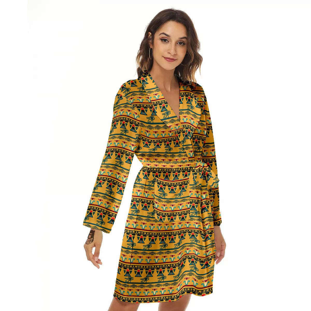 Tribal Egyptian Print Pattern Women's Robe-grizzshop