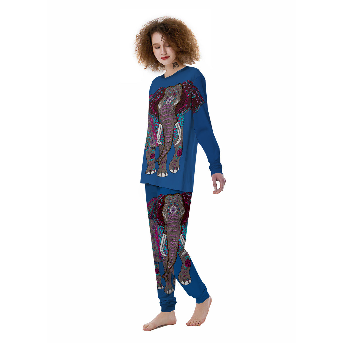Tribal Elephant Indian Cute Print Women's Pajamas-grizzshop