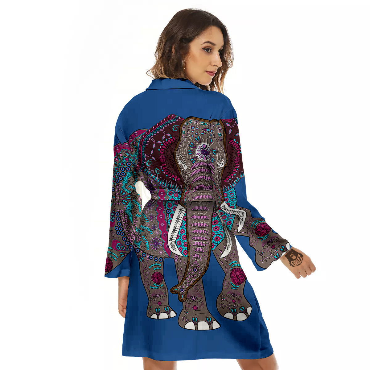 Tribal Elephant Indian Cute Print Women's Robe-grizzshop