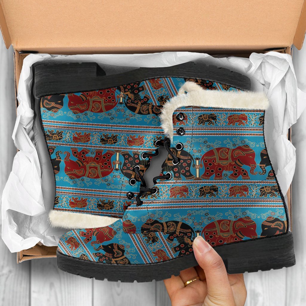 Tribal Elephant Print Comfy Winter Boots-grizzshop