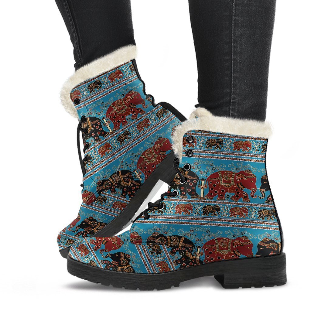 Tribal Elephant Print Comfy Winter Boots-grizzshop