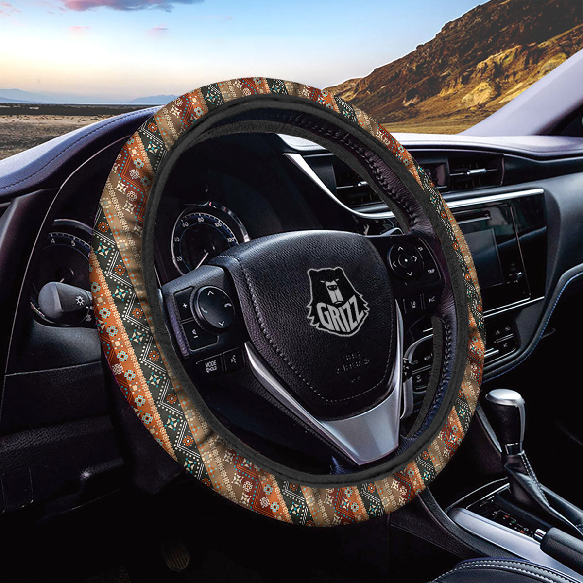 Tribal Ethnic Boho Print Pattern Car Steering Wheel Cover-grizzshop