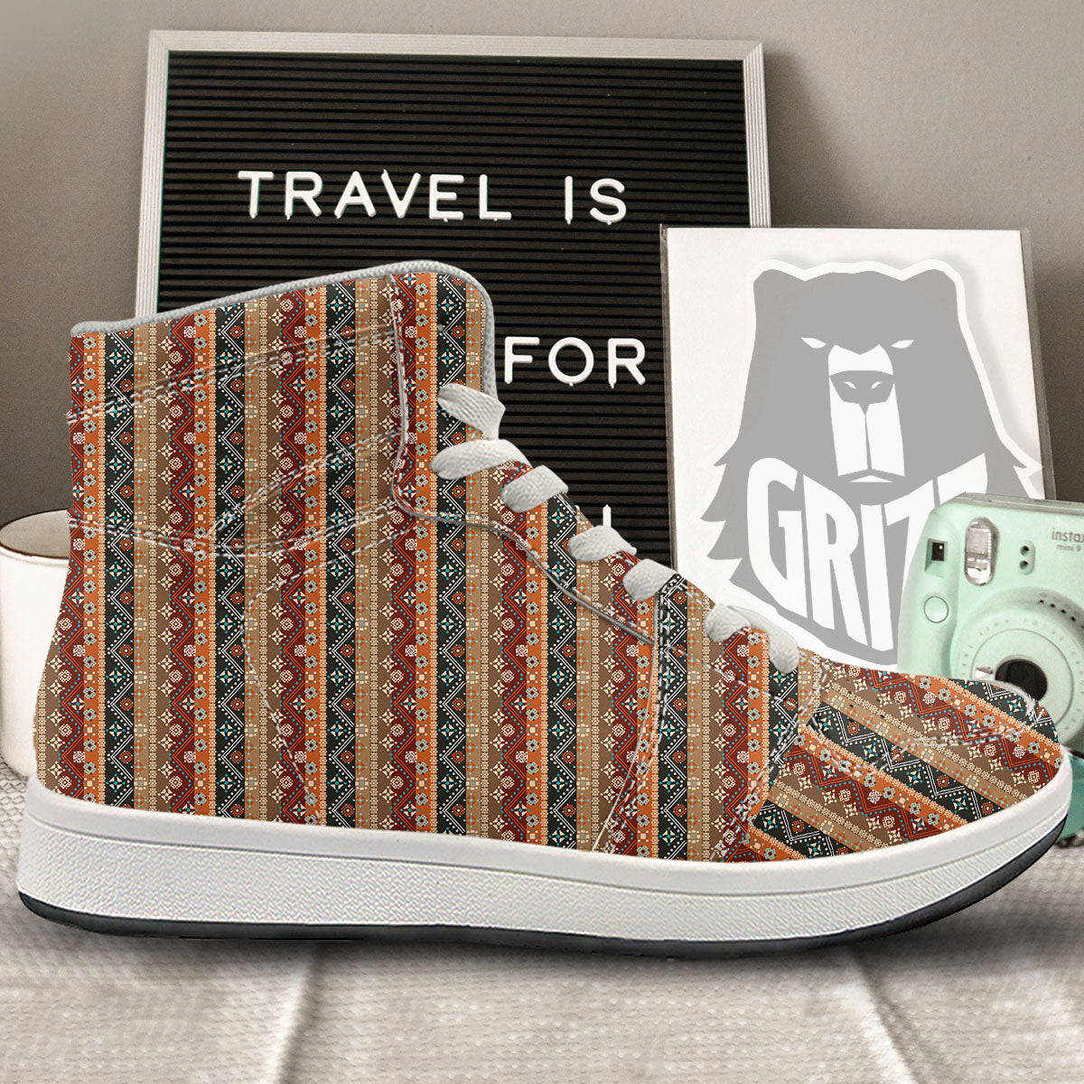 Tribal Ethnic Boho Print Pattern High Top Sneakers-grizzshop