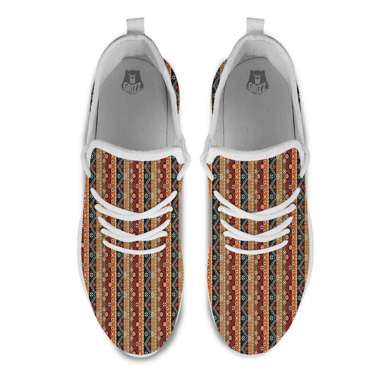 Tribal Ethnic Boho Print Pattern White Athletic Shoes-grizzshop
