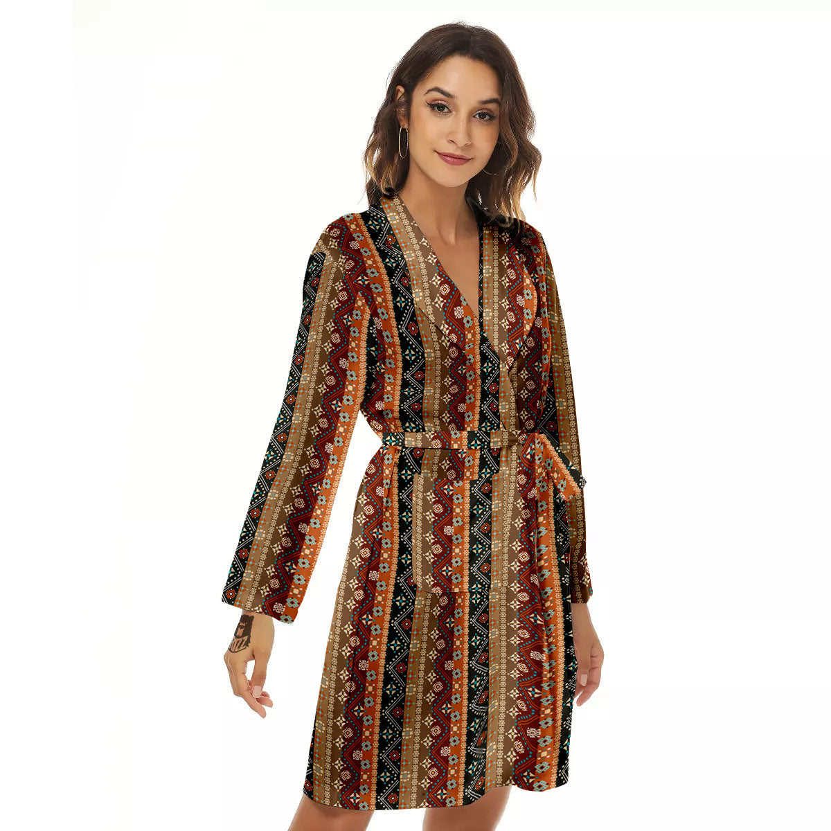 Tribal Ethnic Boho Print Pattern Women's Robe-grizzshop