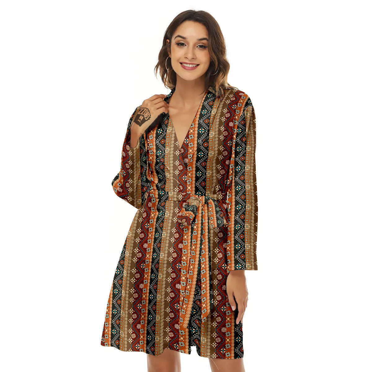Tribal Ethnic Boho Print Pattern Women's Robe-grizzshop