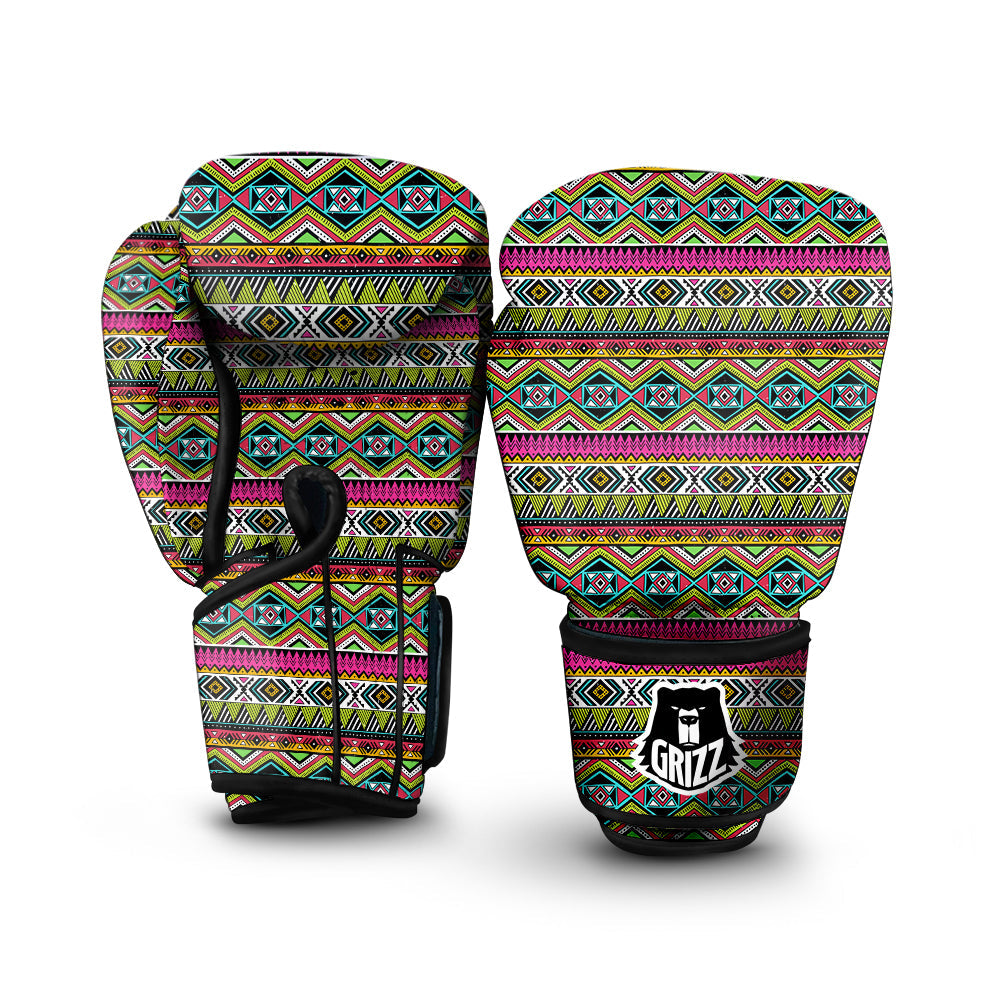 Tribal Geometric Colorful Print Pattern Boxing Gloves-grizzshop