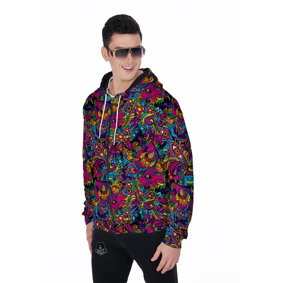 Tribal Hippie Trippy Men's Zip Up Hoodie-grizzshop
