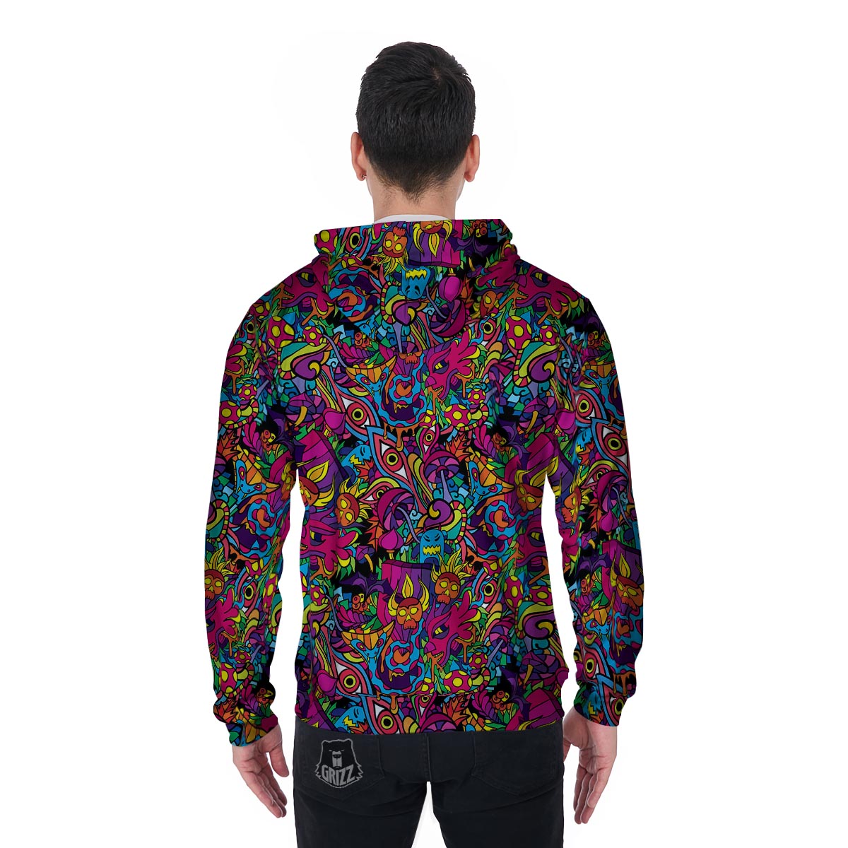 Tribal Hippie Trippy Men's Zip Up Hoodie-grizzshop