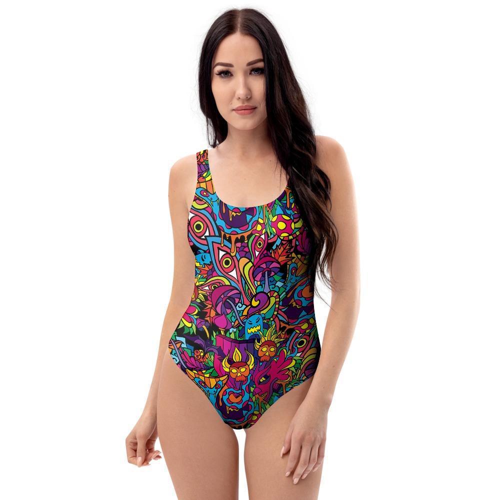 Tribal Hippie Trippy One Piece Swimsuite-grizzshop