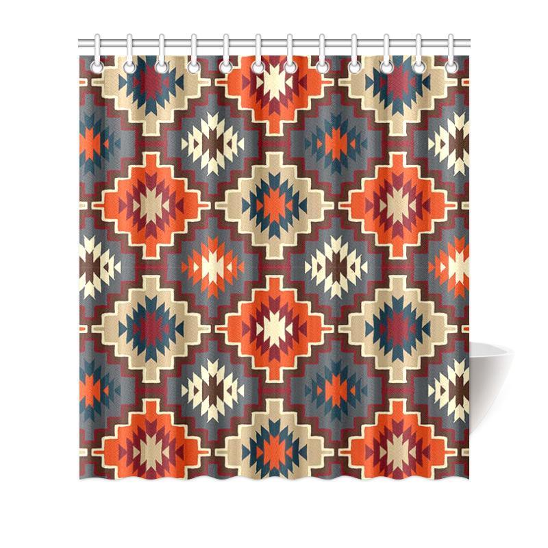 Tribal Indians Native American Aztec Navajo Print Bathroom Shower Curtain-grizzshop