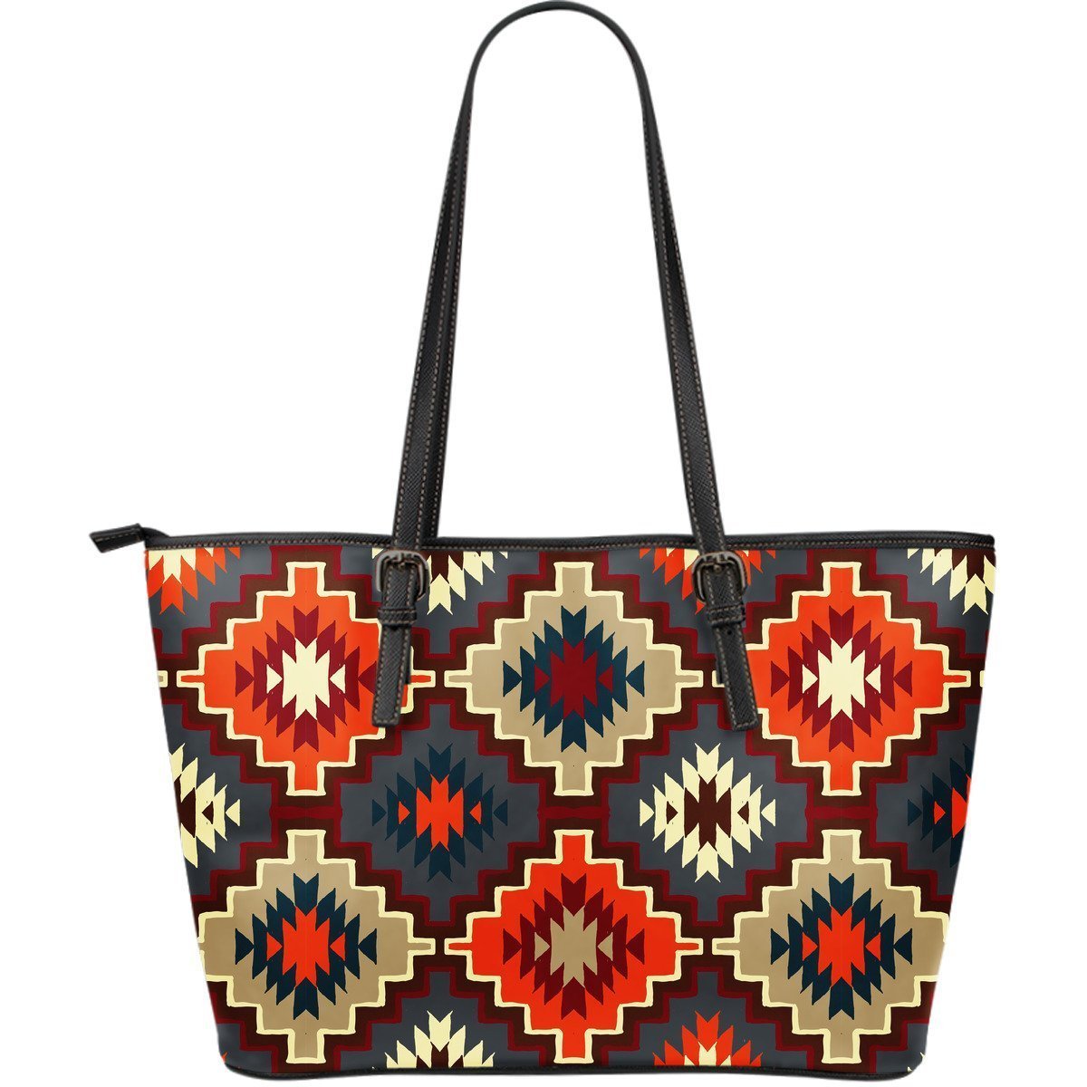 Tribal Indians Native American Aztec Navajo Print Leather Tote Bag-grizzshop