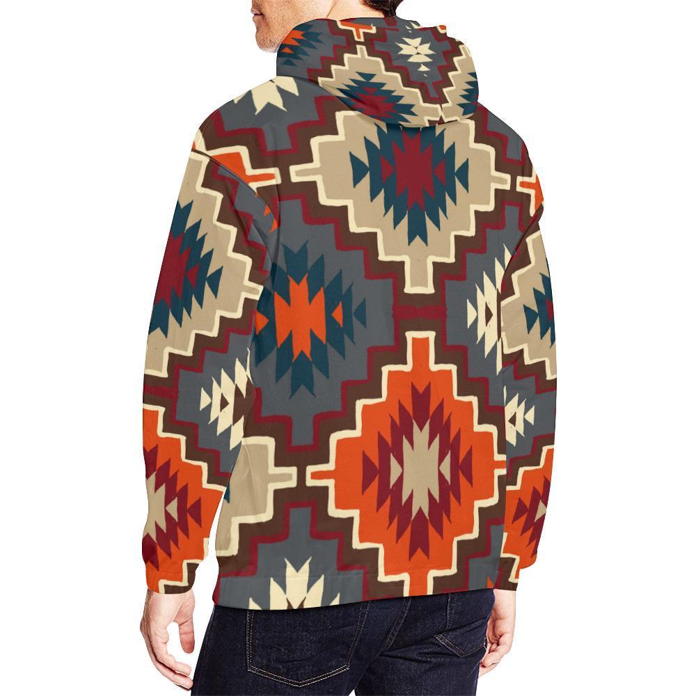 Tribal Indians Native American Aztec Navajo Print Men Pullover Hoodie-grizzshop