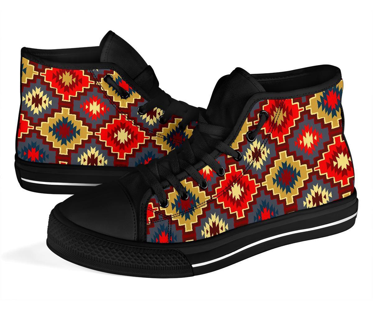 Tribal Indians Native American Aztec Navajo Print Men Women's High Top Shoes-grizzshop