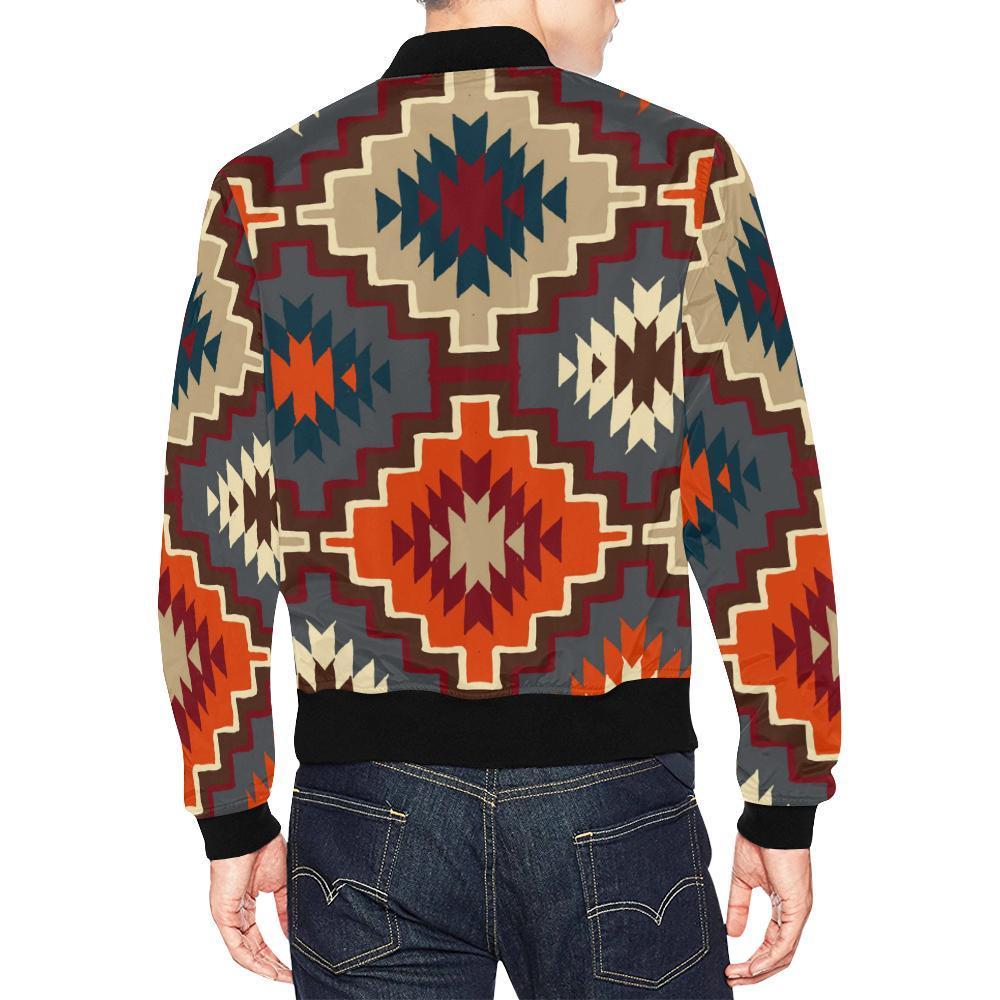 Tribal Indians Native American Aztec Navajo Print Men's Bomber Jacket-grizzshop