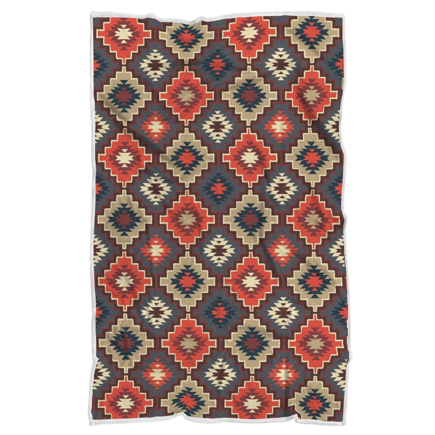 Tribal Indians Native American Aztec Navajo Print Throw Blanket-grizzshop