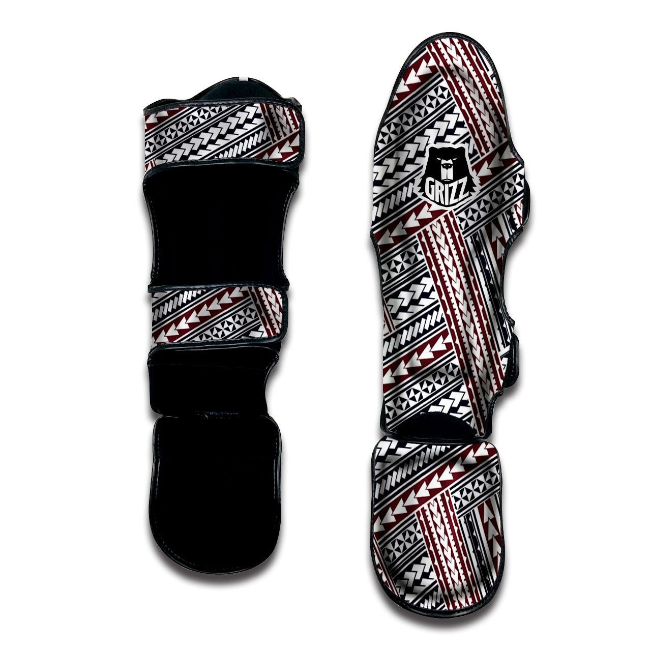 Tribal Maori Print Muay Thai Shin Guards-grizzshop