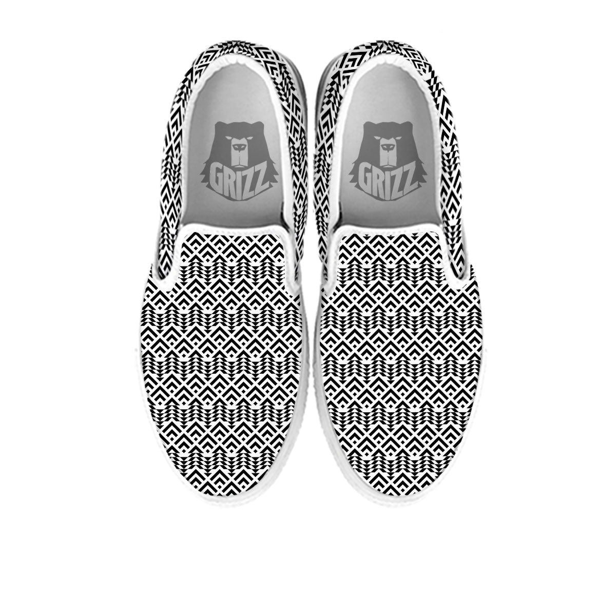 Tribal Maori Print Pattern White Slip On Shoes-grizzshop