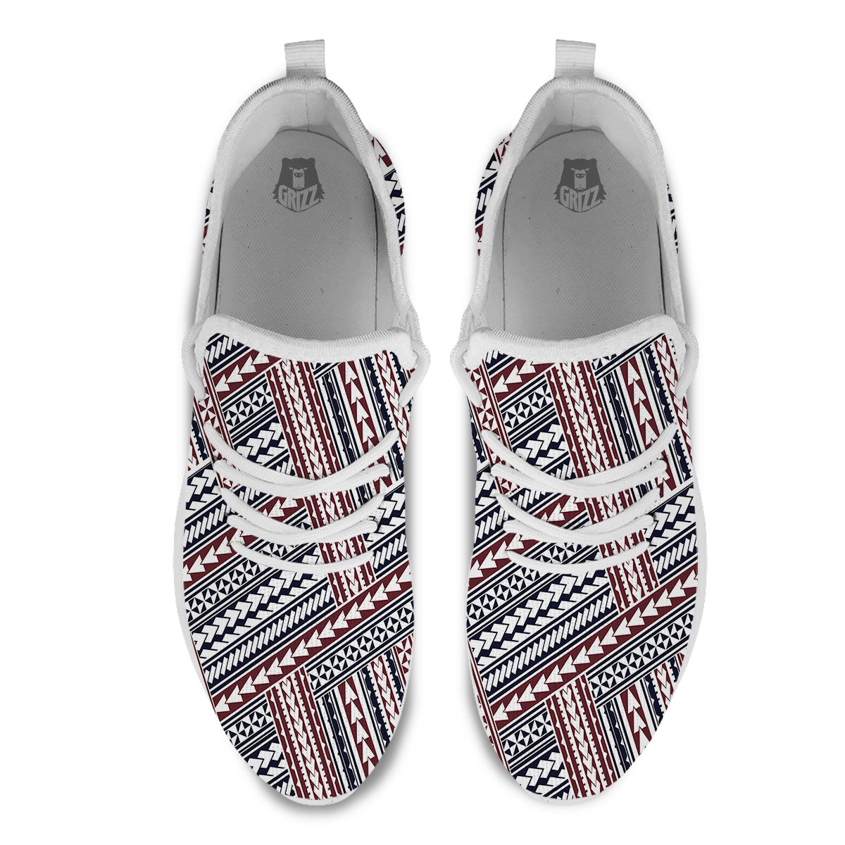 Tribal Maori Print White Athletic Shoes-grizzshop