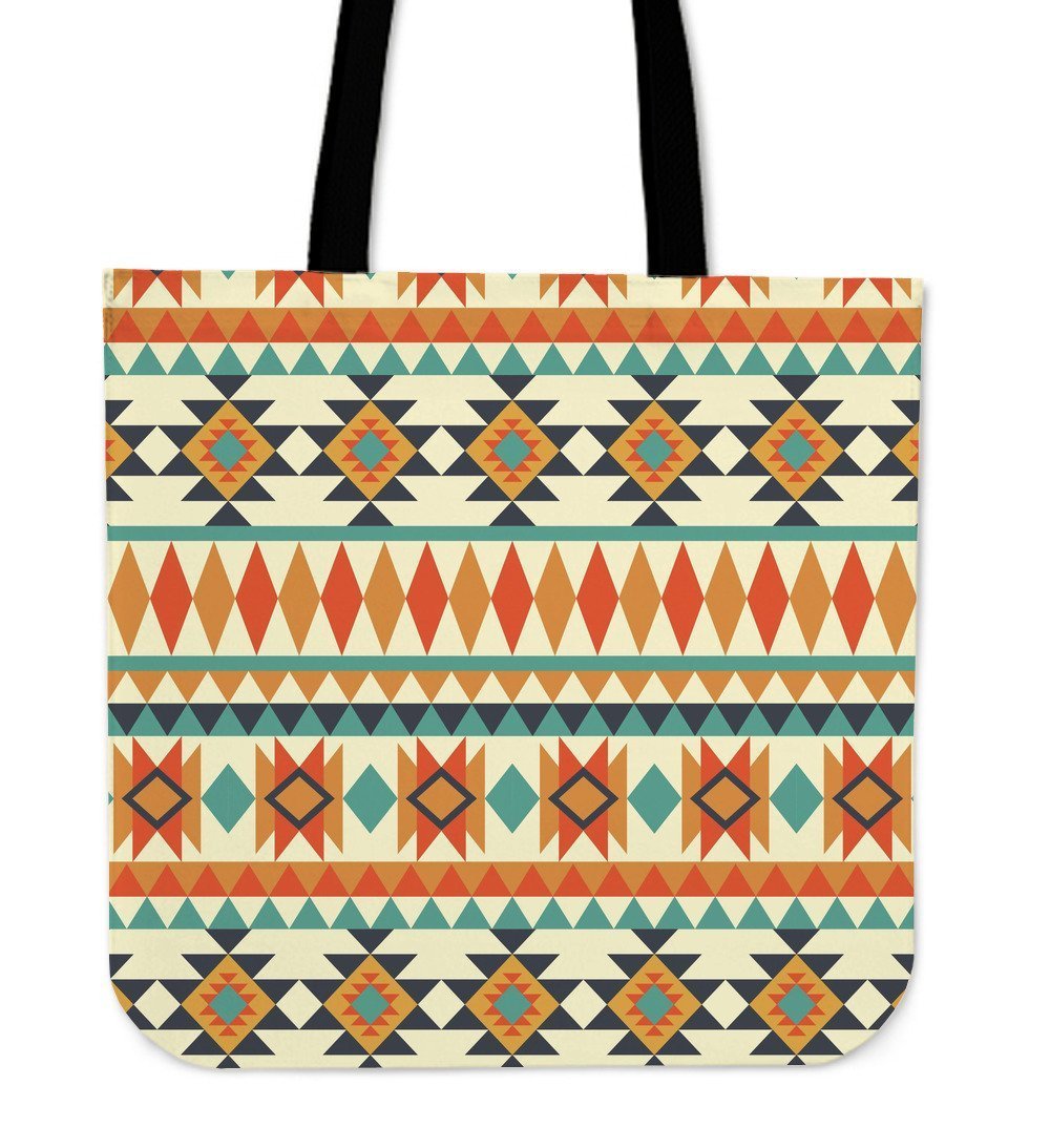 Aztec Tribal Native American Indians Navajo Print Leather Tote Bag