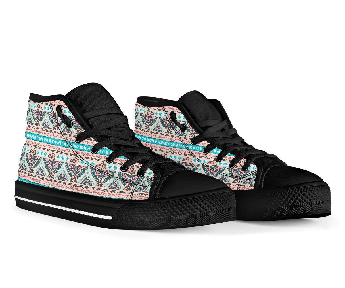 Tribal Native Indians American Aztec Navajo Print Men Women's High Top Shoes-grizzshop