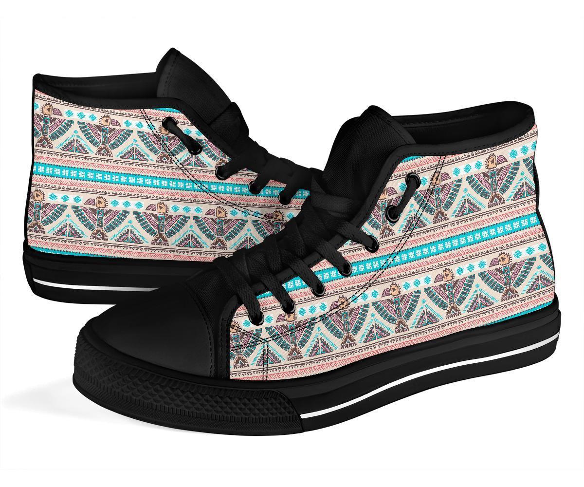 Tribal Native Indians American Aztec Navajo Print Men Women's High Top Shoes-grizzshop