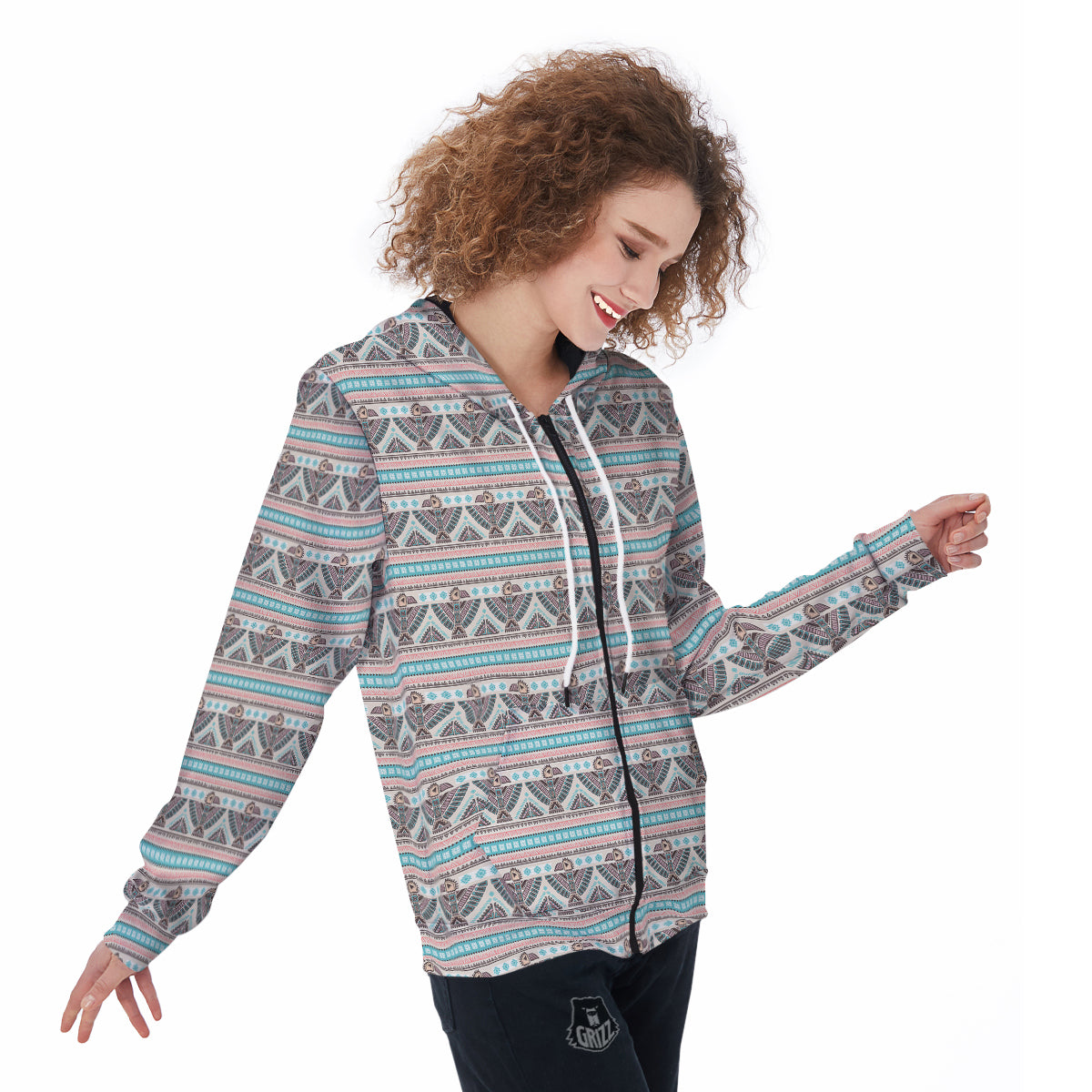 Tribal Native Indians American Aztec Navajo Print Women Zip Up Hoodies-grizzshop