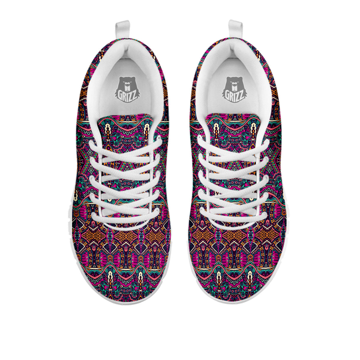 Tribal Native Purple Print Pattern White Sneaker-grizzshop