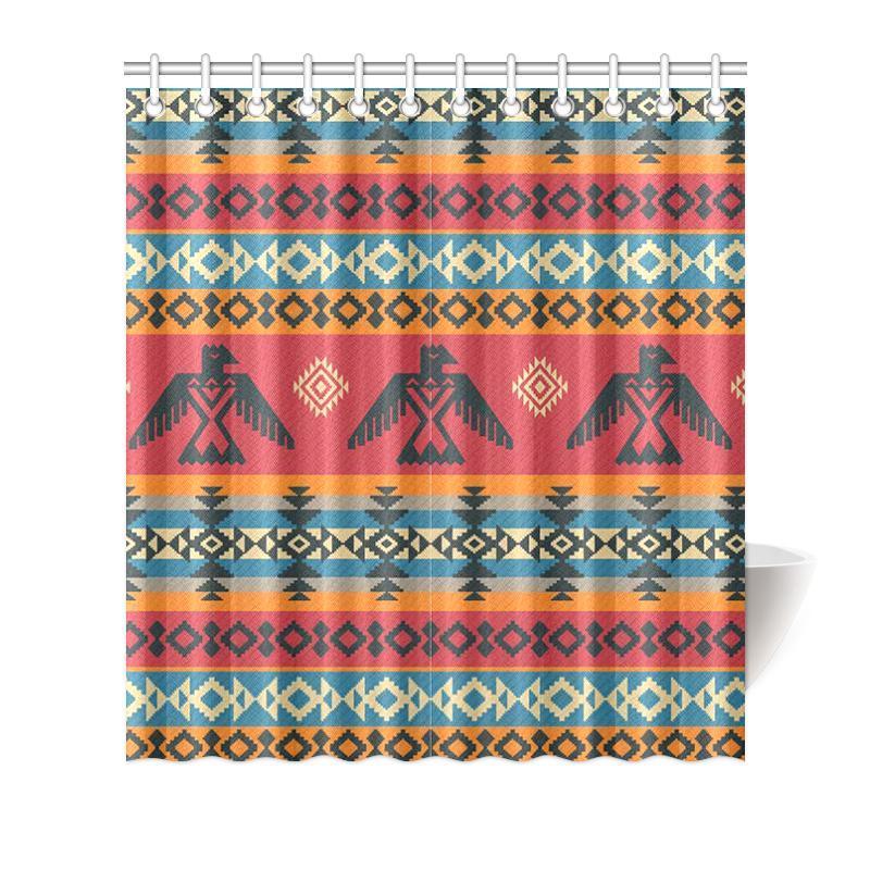 Tribal Navajo Native Indians American Aztec Print Bathroom Shower Curtain-grizzshop
