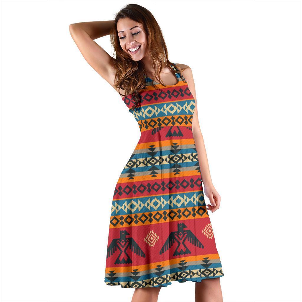 Tribal Navajo Native Indians American Aztec Print Dress-grizzshop