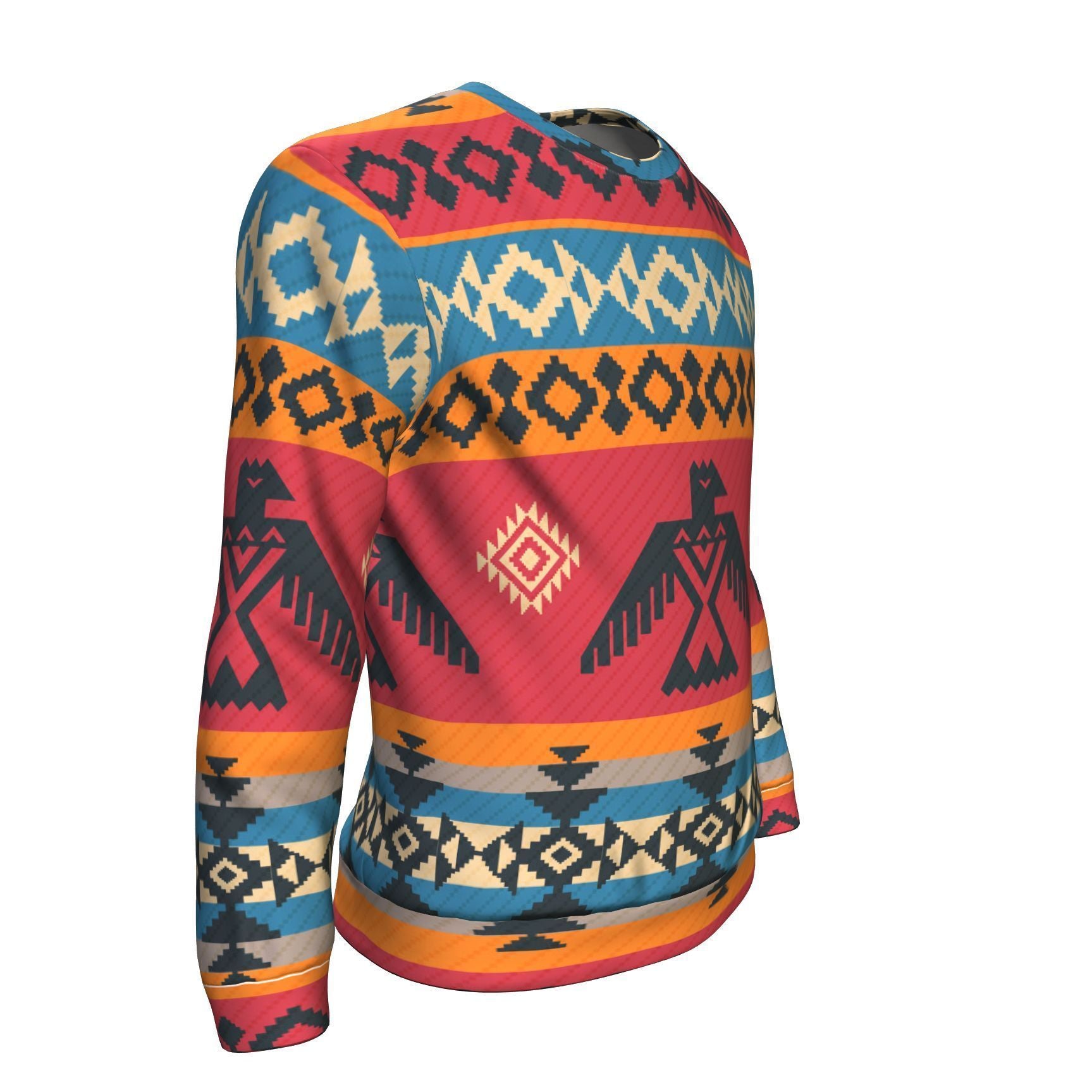 Tribal Navajo Native Indians American Aztec Print Men Crew Neck Sweatshirt-grizzshop