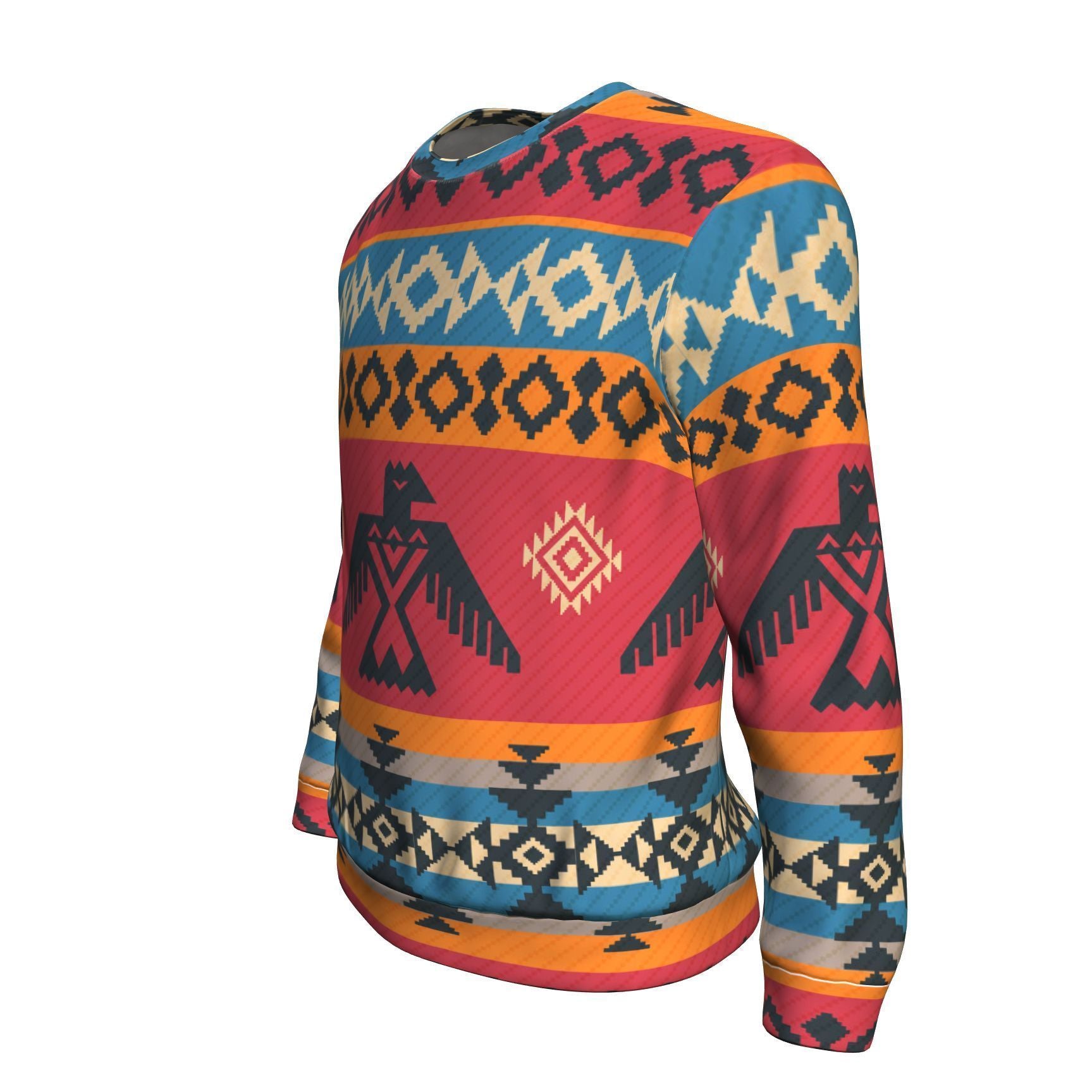 Tribal Navajo Native Indians American Aztec Print Men Crew Neck Sweatshirt-grizzshop