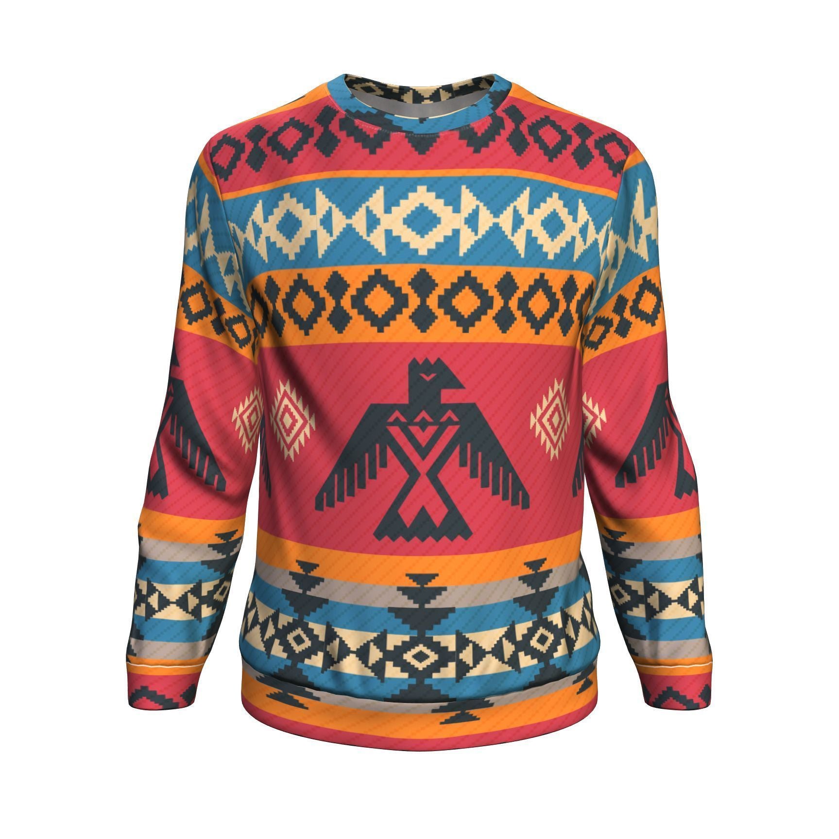 Tribal Navajo Native Indians American Aztec Print Men Crew Neck Sweatshirt-grizzshop