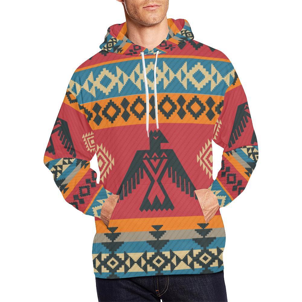 Tribal Navajo Native Indians American Aztec Print Men Pullover Hoodie-grizzshop