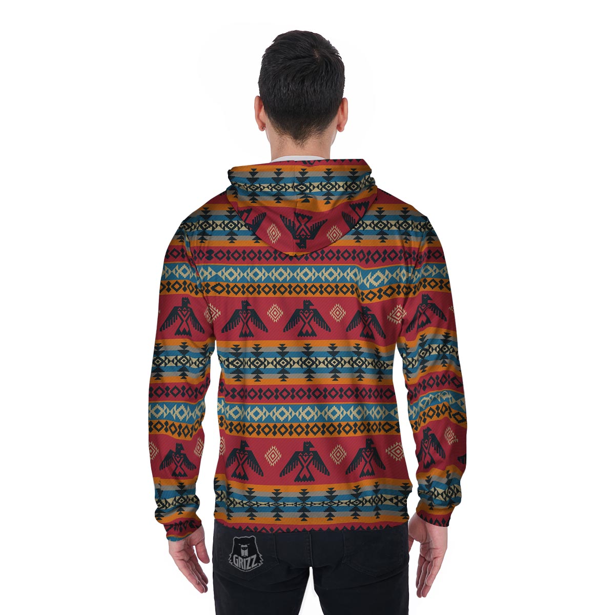 Tribal Navajo Native Indians American Aztec Print Men Zip Up Hoodie-grizzshop