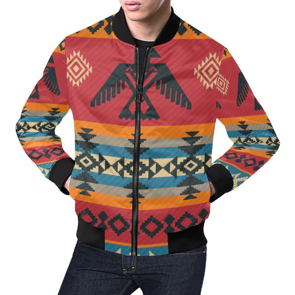 Tribal Navajo Native Indians American Aztec Print Men's Bomber Jacket-grizzshop