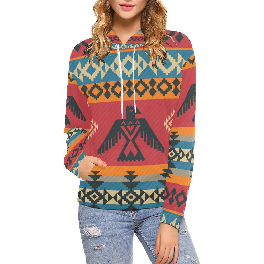 Tribal Navajo Native Indians American Aztec Print Women Pullover Hoodies -grizzshop