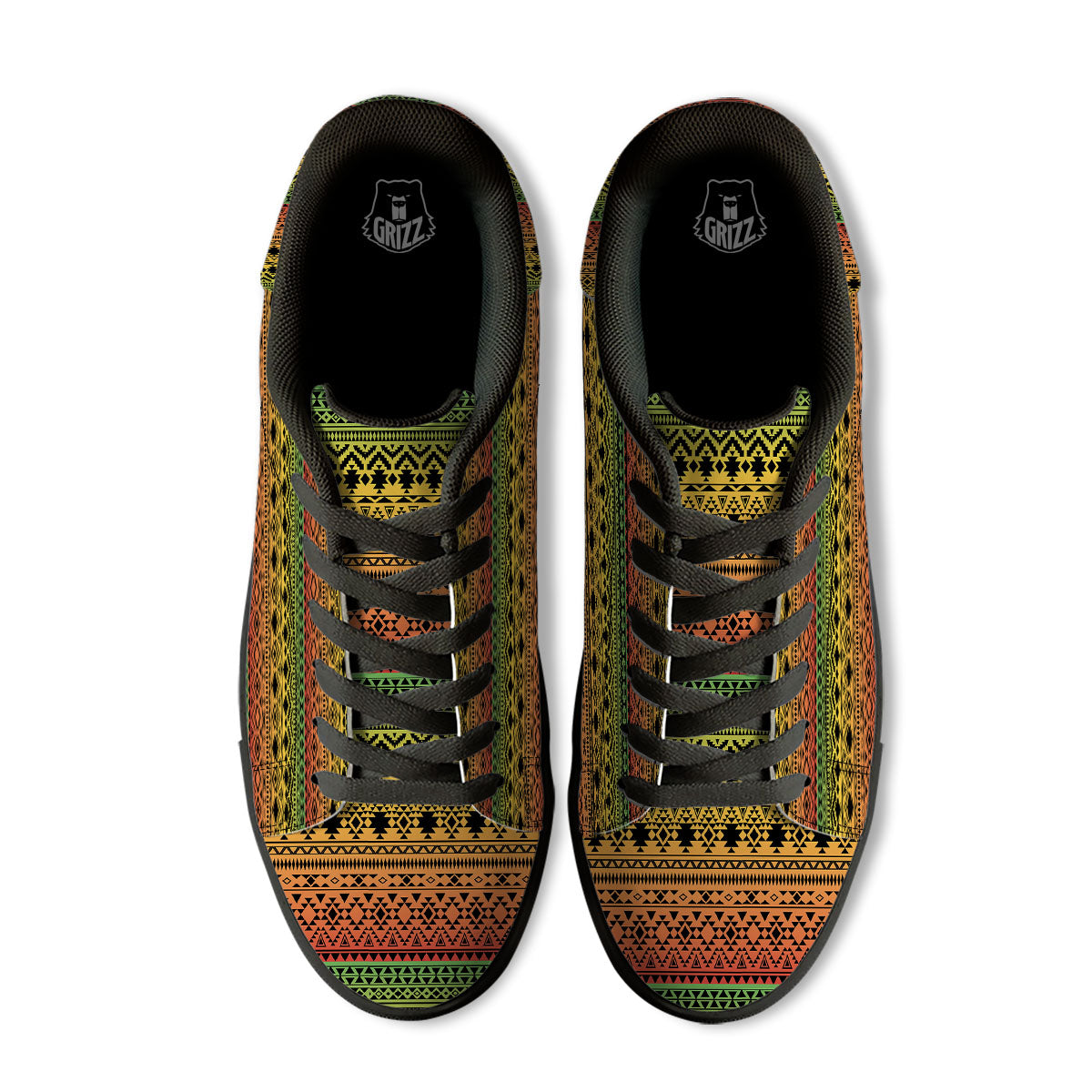 Tribal Rasta Print Pattern Black Low Top Sneakers-grizzshop