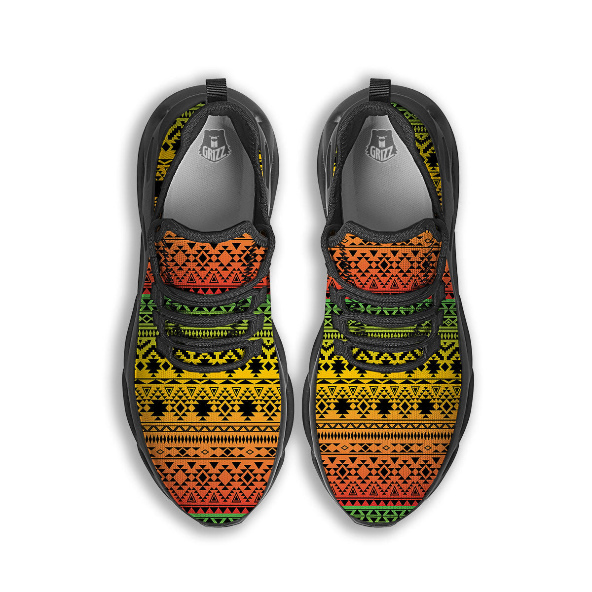 Tribal Rasta Print Pattern Black Running Shoes-grizzshop