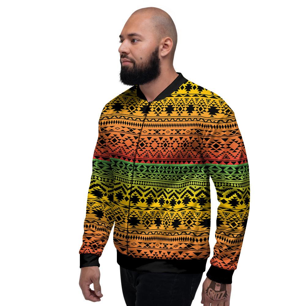 Tribal Rasta Print Pattern Men's Bomber Jacket-grizzshop