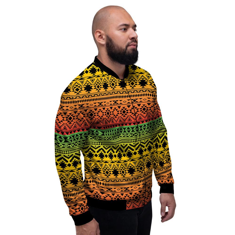 Tribal Rasta Print Pattern Men's Bomber Jacket-grizzshop