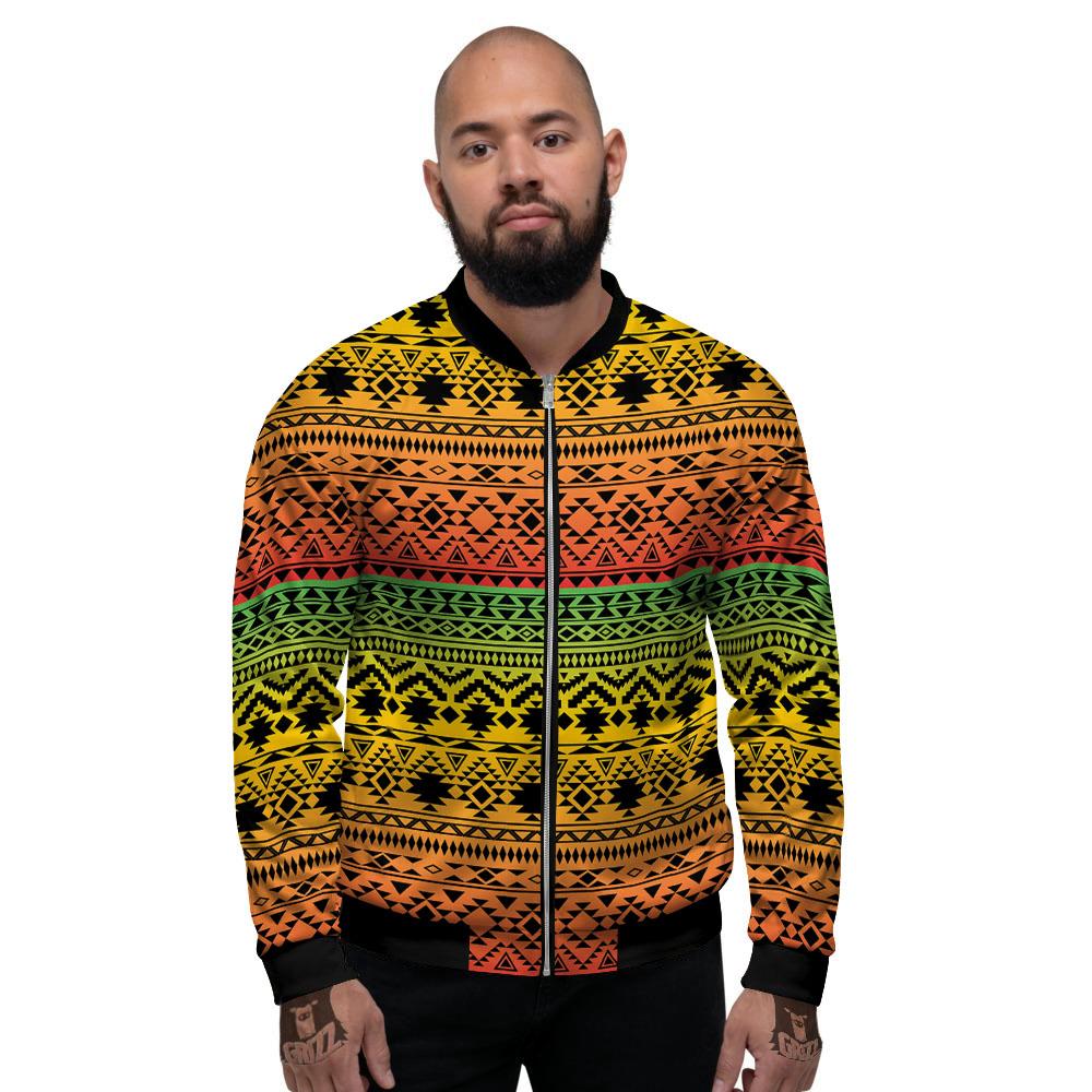 Tribal Rasta Print Pattern Men's Bomber Jacket-grizzshop